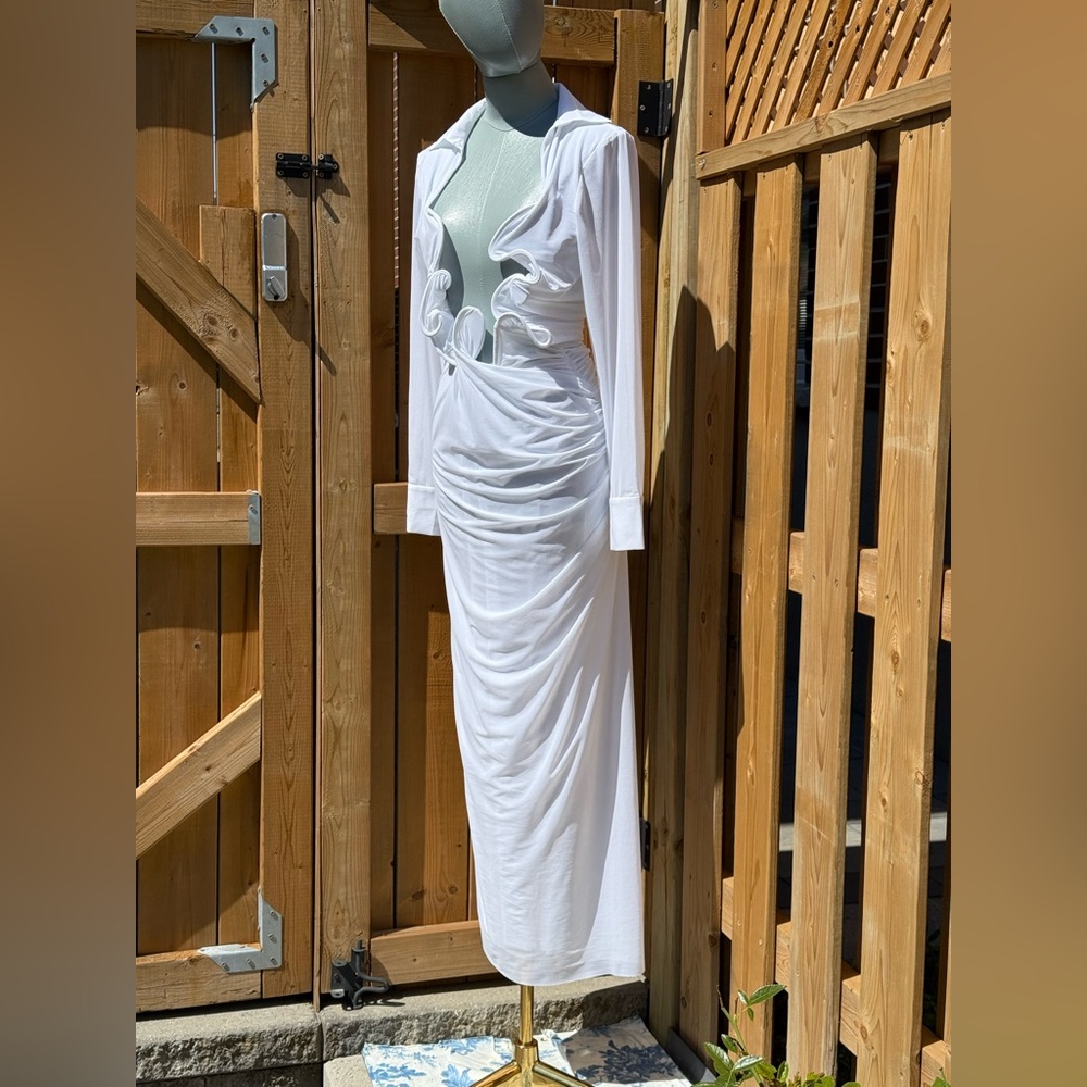 🆕 CHRISTOPHER ESBER 🧿 NWOT Venus Plunge Shirt Maxi Dress, White - Sz AU10 US 6 - Picture 5 of 17